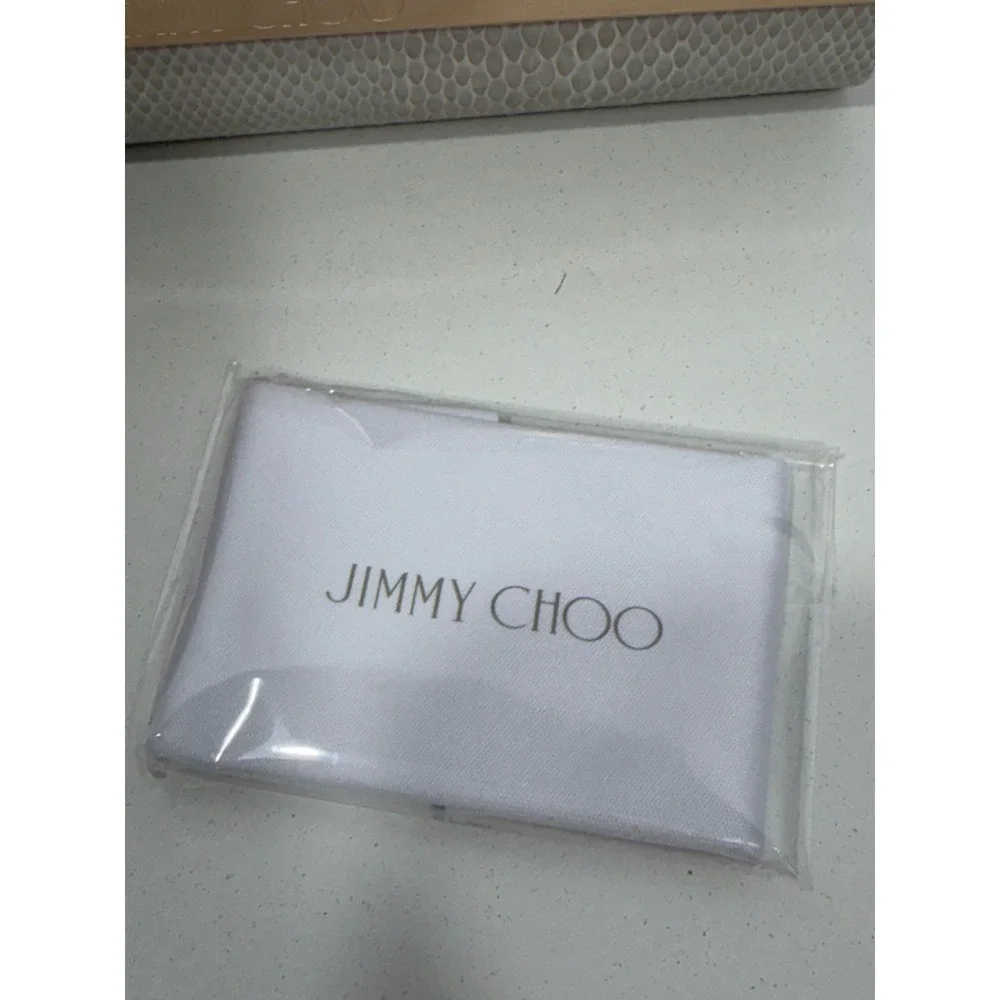 Jimmy Choo Grey Snakeskin Embossed Sunglasses Case with Cleaning Cloth Gold Logo